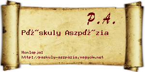 Páskuly Aszpázia névjegykártya